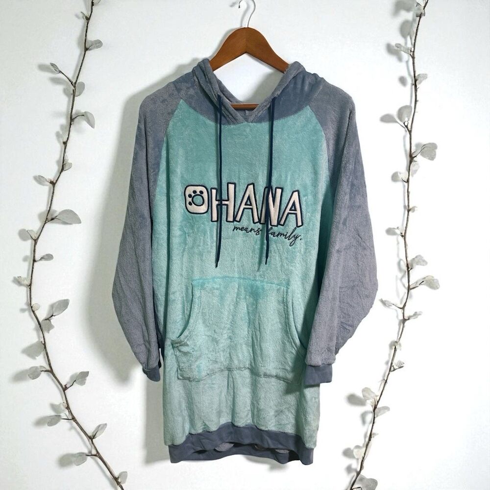 Disney Stitch Hoodie Adult Large Velour Pullover Soft Pocket LILO Stitch Cosplay